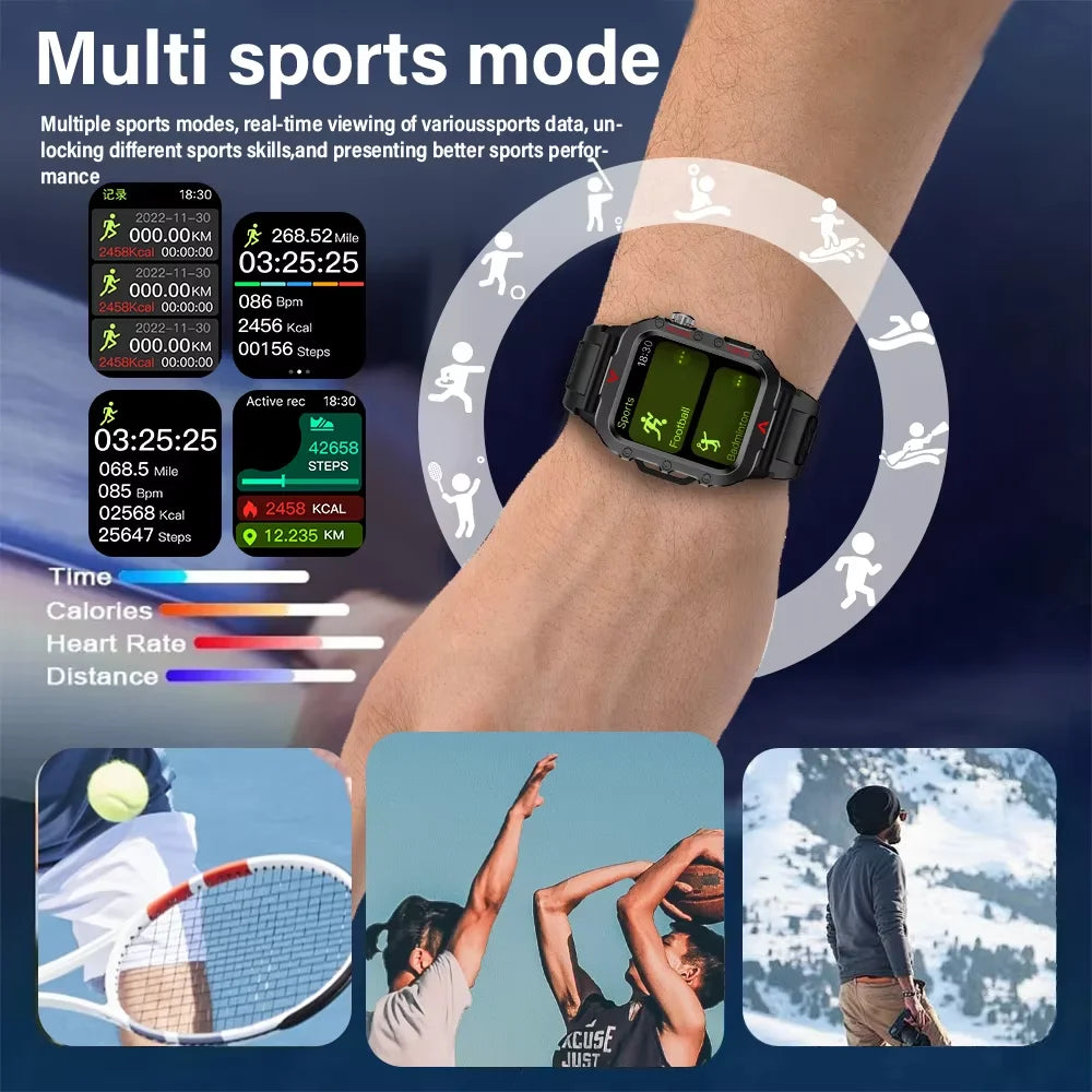 LAXASFIT Smartwatch for Men with LED Flashlight and Health Monitor